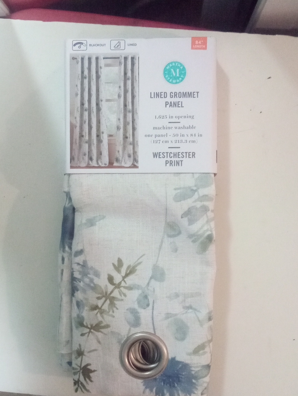 Martha Stewart Lined Grommet Panel New $107 Blackout 84" Westchester Floral NWT